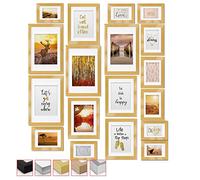 bomoe 18pcs Picture Frames Hanging Wooden Photo Frame Wall Collage Set