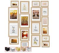 bomoe 18pcs Picture Frames Hanging Wooden Photo Frame Wall Collage Set