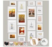 bomoe 18pcs Picture Frames Hanging Wooden Photo Frame Wall Collage Set