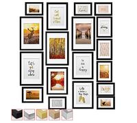 bomoe 18pcs Picture Frames Hanging Wooden Photo Frame Wall Collage Set