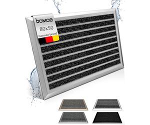 bomoe Aluminium Door Mat 50x80 cm Silver - Rubber Matting Non Slip Runner Mat Rustproof Weatherproof - Outdoor Front Door Matts Indoor for Entrance Office Building Hotel - AluGant