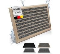 bomoe Aluminium Door Mat Non Slip Rustproof Weatherproof for Entrance front | 40x60cm Champagne Metallic Rubber Matting Runner Outdoor Front Indoor Office Building Hotel Matts foot shoe scraper AluGant