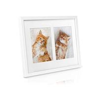bomoe Family 3,5x5 Photo Frames Multiple Pictures - Wooden Multi White Picture Frames for wall 5x3,5 with Passe-Partout & Plastic Glass - 2x Photo Collage Frame 9x13 cm Galeria