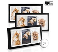 bomoe Family 6x4 Wooden Photo Frames for Wall with Passe-Partout Plastic