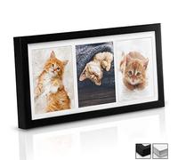 bomoe Family 7x5 Photo Frames Multiple Pictures - Wooden Multi Black Picture Frames for wall 7x5 with Passe-Partout & Plastic Glass - 3x Photo Collage Frame 13x18 cm Galeria