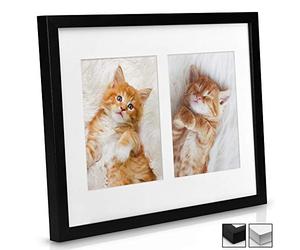 bomoe Family 7x5 Photo Frames Multiple Pictures - Wooden Multi White Picture Frames for wall 7x5 with Passe-Partout & Plastic Glass - 2x Photo Collage Frame 13x18 cm Galeria