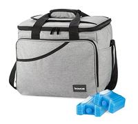 bomoe Foldable Beach Cooler Bag 25 Litre with 2X Cool Packs - Insulated Small Lunch Picnic Bag with 16h Cooling Function for Food with Extra Pocket - Icebreezer KT39