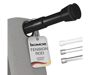 bomoe Telescopic Shower Curtain Pole Without Drilling 115-200 cm Extendable Tension Rods for Curtains Non-Slip Bathroom Wardrobe Black No Drill Shower Curtain Rail