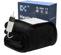 BOMOVA Electric Heated Blanket Single Throw (130x160cm,Black)-Flannels Fleece Winter Warm Blanket,10-Level Heating & 5 Auto Timer,Cozy Sofa Throw for Home Office,Xmas House Warming New Home Gifts