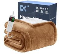 BOMOVA Electric Heated Blanket Single Throw (130x160cm,Brown)-Flannels Fleece Winter Warm Blanket,10-Level Heating & 5 Auto Timer,Cozy Sofa Throw for Home Office,Xmas House Warming New Home Gifts