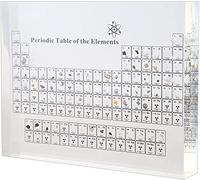Bomoya Periodic Table with Real Elements Samples,Acrylic Periodic Table Display with Elements Teaching Tool Student Teacher Gift Craft Decoration