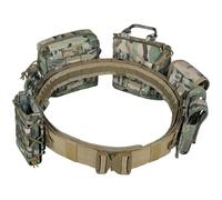 BOMTURN Tactical Battle Belt with Pouches Accessories Law Enforcement Duty Combat Military Utility Police Belt 8ps, CP, Standard