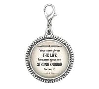 BOMUKE You were given this Life because you are strong enough, quote Zipper Pull, Perfect for Necklaces, Bracelets, keychain and earrings Charm planner charm handmade Jewelry