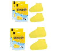 Bomxmon Shoe Covers Waterproof Reusable, 4 Pack Rain Shoe Covers, Non-Slip Waterproof Boot Protectors for Climb Snow Rain and Mud (M&L, Yellow)