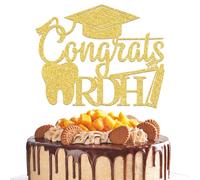 BOMXOI Congrats RDH Cake Topper Dental School Survivor Cake Decor Congrats Dentist Class of 2026 Graduation Party Decoration Supplies Gold Glitter