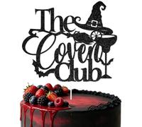 BOMXOI The Coven Club Cake Topper Witch Bachelorette Decorations It's Bad Witch O'clock Bridal Shower Party Decorations Supplies Black Glitter