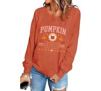 BOMYTAO Pumpkin Spice Shirt for Women Thanksgiving Sweatshirt Pumpkin Graphic Hello Fall Pullovers Fall Season Top, Orange, Medium