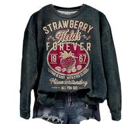 BOMYTAO Vintage Rock Band Sweatshirts for Women Fashion Country Music Pullover Beatle Strawberry Fields 1967 Long Sleeve Top, Grey, Large