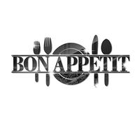 Bon Appetit 3D Acrylic Mirror Wall Decals Kitchen, Spoon Fork Knife Mirror Wall Stickers, Removable Kitchen Wall Sign Wall Decor for Dining Room Table Cafe DIY Art Decoration (Black)