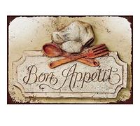 Bon Appetit French Chef Plaque Wall Decor Funny Vintage Metal Sign Poster 8X12 Inches