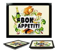 (Bon Appetit) GEEZY Large Wooden Bean Bag Cushioned Lap Tray - 44 x 34cm