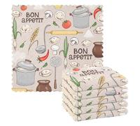Bon Appetit Kitchen Kitchen Towels 6 PCS Teapots Cups Hand Bath Towel Dish Towels Tea Bar Towels for Bathroom Farmhouse Housewarming Tabletop Home