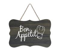 Bon Appetit Motivational Quote Rustic Wooden Sign Decorative Wood Plank Hanging Sign Wall Decor for Living Room Bedroom Door Window Home Housewarming Gifts 6x10in