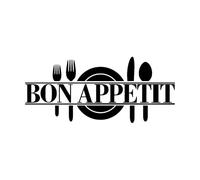 Bon Appetit Quotes Wall Sticker Art Decals Kitchen Restaurant Vinyl Decoration Knife and Fork Wall Mural Decal-S-25x60cm