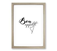 Bon Appetit Typography Framed Print | A2 Oak Framed Wall Art | Ready to Hang | Modern Positive Affirmations Picture | Living Room Bedroom Lounge Office