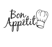 Bon Appetit Wall Decals, French Quote Wall Stickers, Removable Vinyl Art Design Chef Hat Wall Murals Decor for Cook Kitchen Dinner Room Living Room Home Decoration