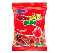 Bon Bon Bum Rojo Fresa Bubble Gum Lollipops, 24 Count, 456g