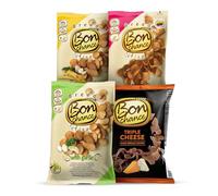 Bon Chance - Established Favourite Bundle, 4 Packs with Different Flavours Containing, Salami Flavour, Cheese & Garlic Flavour, Garlic Flavour, Triple Cheese With Dark Bread Crisps.