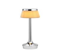 Bon Jour Unplugged Table Lamp Chrome Frame and Textile Shade