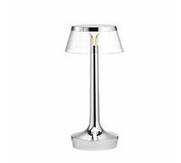 Bon Jour Unplugged Table Lamp Chrome Frame and Transparent Shade