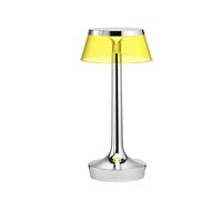 Bon Jour Unplugged Table Lamp Chrome Frame and Yellow Shade