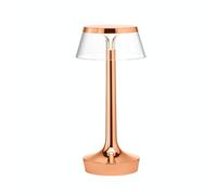 Bon Jour Unplugged Table Lamp Copper Frame and Transparent Shade