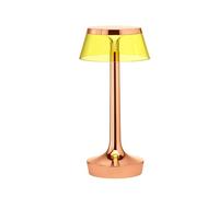 Bon Jour Unplugged Table Lamp Copper Frame and Yellow Shade