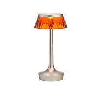 Bon Jour Unplugged Table Lamp Mat Bronze Frame and Amber Shade