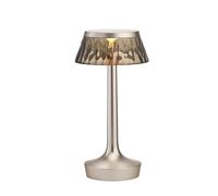 Bon Jour Unplugged Table Lamp Mat Bronze Frame and Smoke-coloured Shade