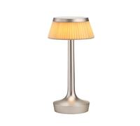 Bon Jour Unplugged Table Lamp Mat Bronze Frame and Textile Shade