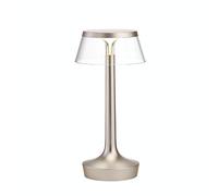 Bon Jour Unplugged Table Lamp Mat Bronze Frame and Transparent Shade