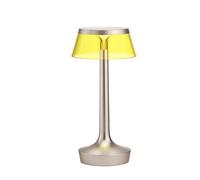 Bon Jour Unplugged Table Lamp Mat Bronze Frame and Yellow Shade
