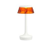 Bon Jour Unplugged Table Lamp White Frame and Amber Shade