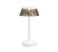 Bon Jour Unplugged Table Lamp White Frame and Smoke-coloured Shade