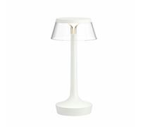 Bon Jour Unplugged Table Lamp White Frame and Transparent Shade