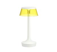 Bon Jour Unplugged Table Lamp White Frame and Yellow Shade