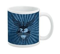 Bon Jovi Heart and Dagger Ceramic Coffee Mug, Novelty Gift Mugs for Coffee, Tea and Hot Drinks, 11oz, White