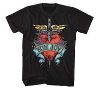 Bon Jovi Heart Black Adult T-Shirt Tee