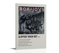 Bon Jovi Slippery When Wet Canvas Wall Art Home Posters Are Suitable for Bedroom Dining Room And Living Room Beautiful Artwork Is A Great Gift for FriendsFrame-style08x12inch(20x30cm)