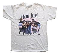 Bon Jovi T Shirt Breakout Band Logo Official Mens Natural S White